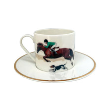  Equestrian Yeşil Ceketli Desenli Porselen Çay Fincanı